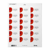 Red Gerber Daisy Bruiloft RSVP Retouradres Label (Full Sheet)