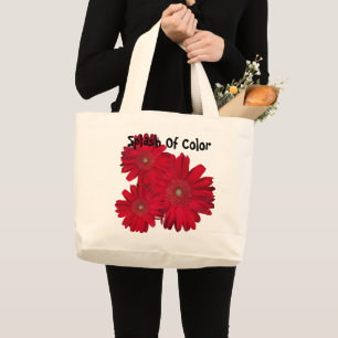 Red Gerber Daisy close-up foto Grote Tote Bag