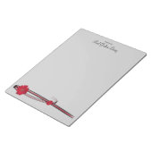 Red Gerber Daisy en Filigree Sjabloon Notitieblok (Schuin)