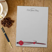 Red Gerber Daisy en Filigree Sjabloon Notitieblok