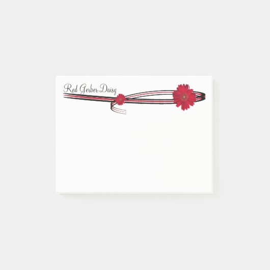 Red Gerber Daisy en Filigree Sjabloon Post-it® Notes (Voorkant)