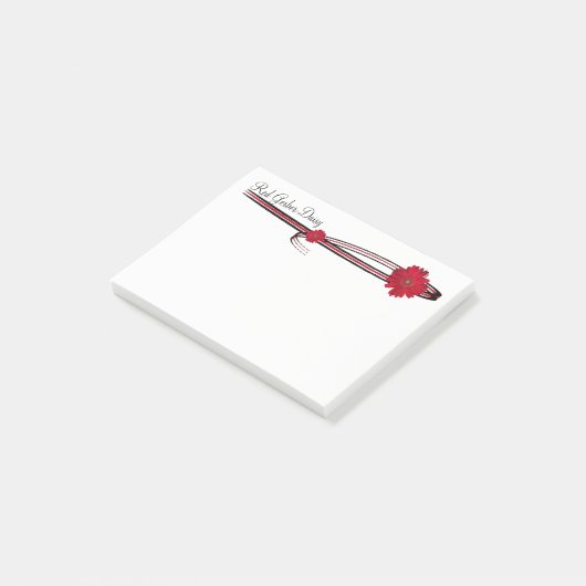 Red Gerber Daisy en Filigree Sjabloon Post-it® Notes (Schuin)