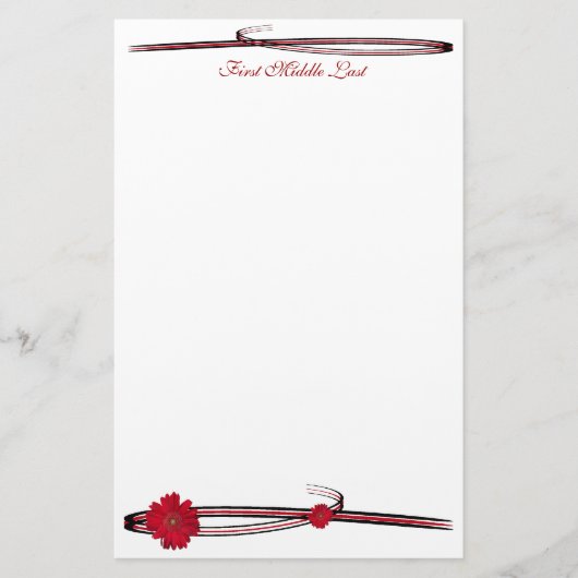 Red Gerber Daisy Flower Photography Flourish Briefpapier (Voorkant)