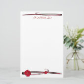 Red Gerber Daisy Flower Photography Flourish Briefpapier (Staand voorkant)