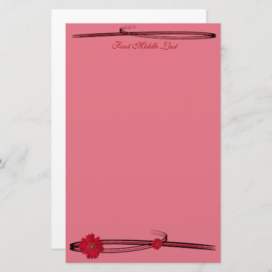 Red Gerber Daisy Flower Photography Floury Custom Briefpapier (Voorkant / Achterkant)