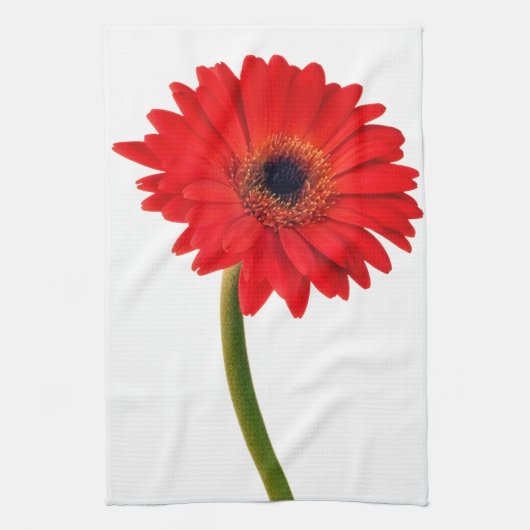Red Gerber Daisy Flowers Floral Daisies Flower Theedoek (Verticaal)