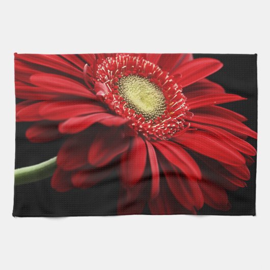 Red Gerber Daisy Kitchen Towel Theedoek (Horizontaal)