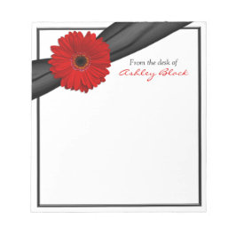 Red Gerber Daisy Ribbon Gepersonaliseerd Notitiebl Notitieblok