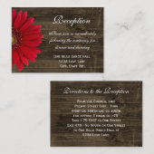 Red Gerber Daisy Wedding Reception Direction Card Informatiekaartje (Voorkant / Achterkant)