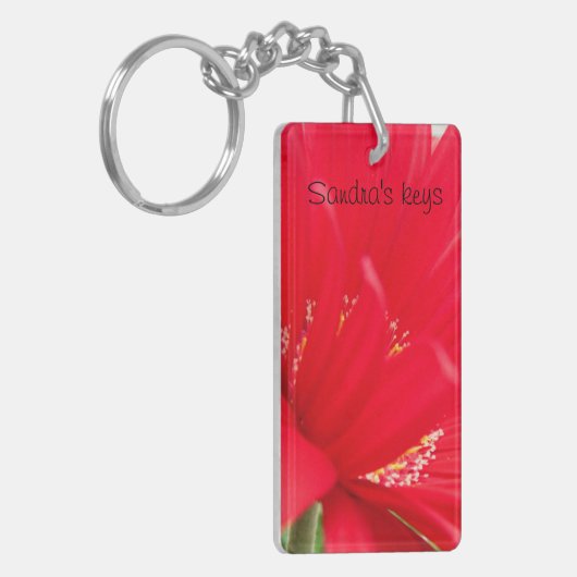 Red Gerber Gerbera daisy creëer je eigen Sleutelhanger (Voorkant Links)