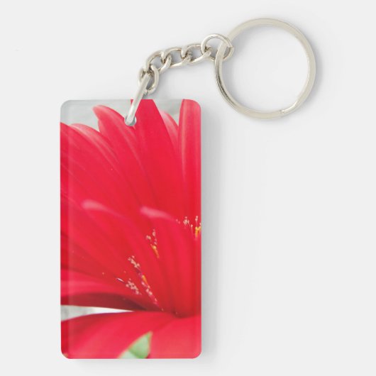 Red Gerber Gerbera daisy creëer je eigen Sleutelhanger (achterkant)