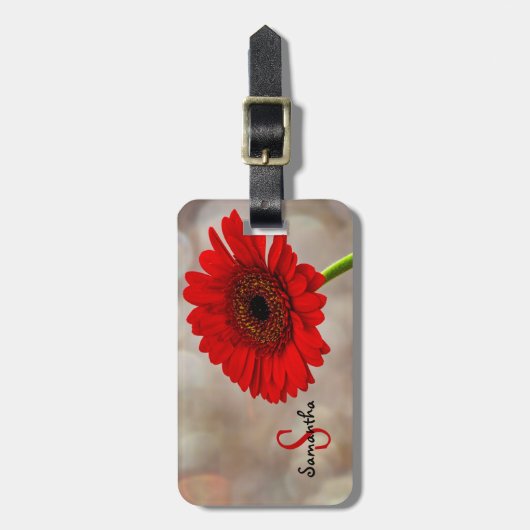 Red Gerbera Bagagelabel (Voorkant verticaal)