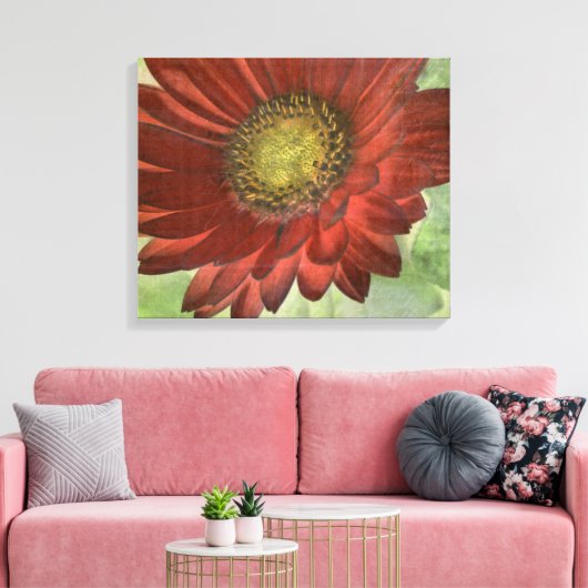 Red Gerbera Canvas Afdruk (Insitu (Woonkamer))
