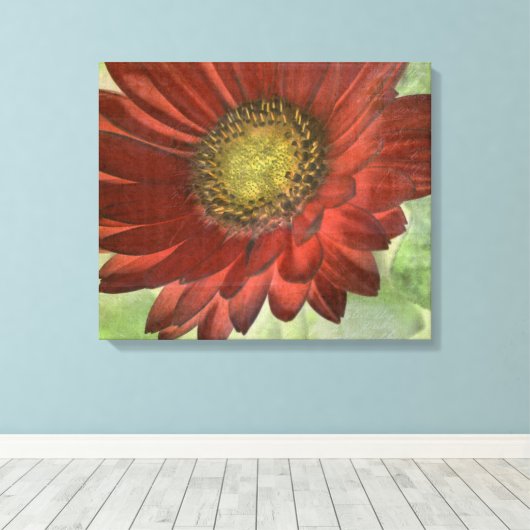 Red Gerbera Canvas Afdruk (Insitu (Houten vloer))