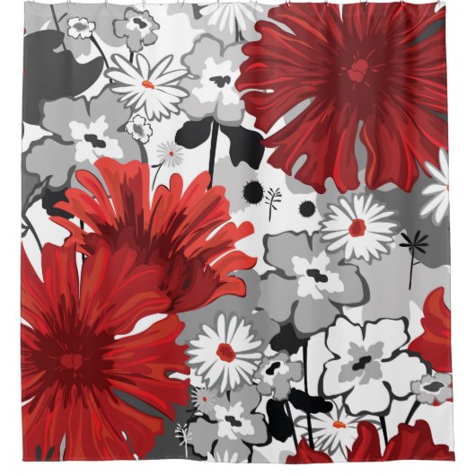 Red Gerbera Daisies Douchegordijn (Voorkant)