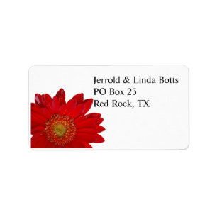 Red Gerbera Daisy Address Label