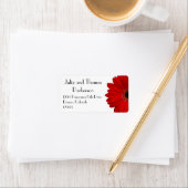 Red Gerbera Daisy Bloem Bruiloft Retouradres Etiket (Insitu)