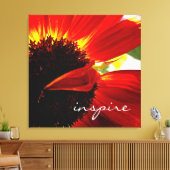 Red Gerbera Daisy Bold Modern Photo Inspire Script Canvas Afdruk (Insitu (Woonkamer))