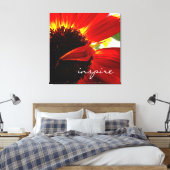 Red Gerbera Daisy Bold Modern Photo Inspire Script Canvas Afdruk (Insitu (Slaapkamer))