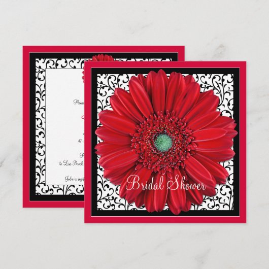 Red Gerbera Daisy Bridal Shower Kaart (Voorkant / Achterkant)