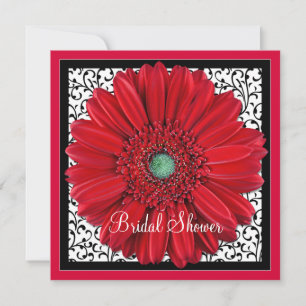 Red Gerbera Daisy Bridal Shower Kaart
