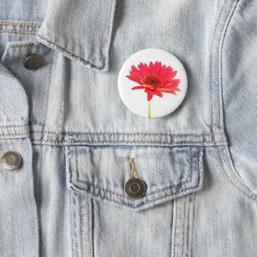 Red Gerbera Daisy Floral Button (In situ)