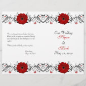 Red Gerbera Daisy Floral Wedding Programme (Voorkant)