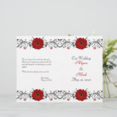 Red Gerbera Daisy Floral Wedding Programme (Staand voorkant)