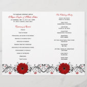 Red Gerbera Daisy Floral Wedding Programme (Achterkant)