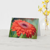 Red Gerbera Daisy Flower Art Note Kaart (Gele Bloem)