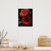 Red Gerbera Daisy Flowers Art Print Poster (Keuken)