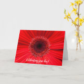Red Gerbera Daisy for birthday Kaart (Gele Bloem)