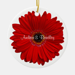 Red Gerbera Daisy gepersonaliseerde bruiloft Jubil Keramisch Ornament