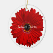 Red Gerbera Daisy gepersonaliseerde bruiloft Jubil Keramisch Ornament (Links)
