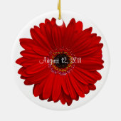 Red Gerbera Daisy gepersonaliseerde bruiloft Jubil Keramisch Ornament (Achterkant)