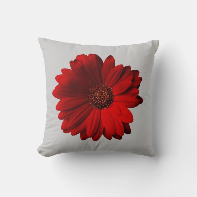 Red Gerbera Daisy goot kussen (Voorkant)
