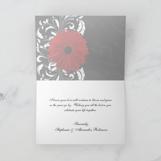 Red Gerbera Daisy Happy Jubileum Custom Kaart (Binnen)