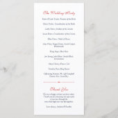 Red Gerbera Daisy Navy Polka Dot Wedding Program Programmakaart (Achterkant)