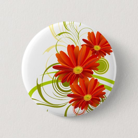 Red Gerbera Daisy Ronde Button 5,7 Cm (Voorkant)