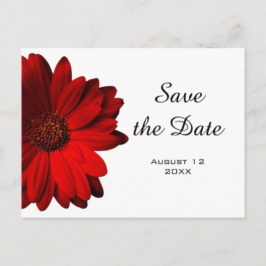 Red Gerbera Daisy Save the Date Briefkaart (Voorkant)
