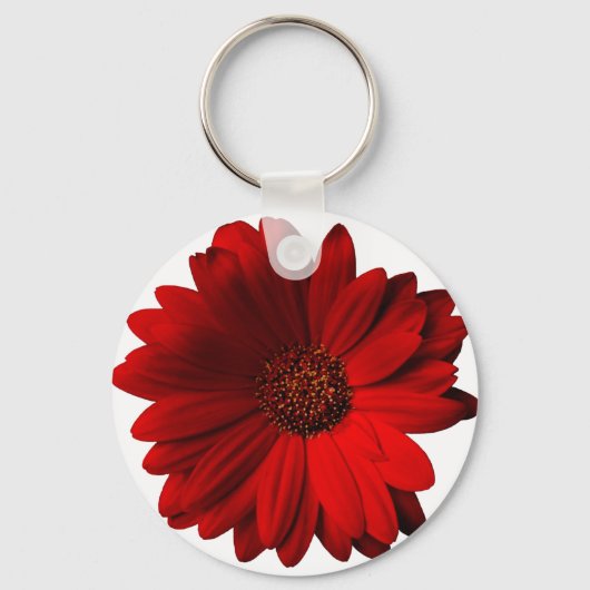 Red Gerbera Daisy Sleutelhanger (Voorkant)