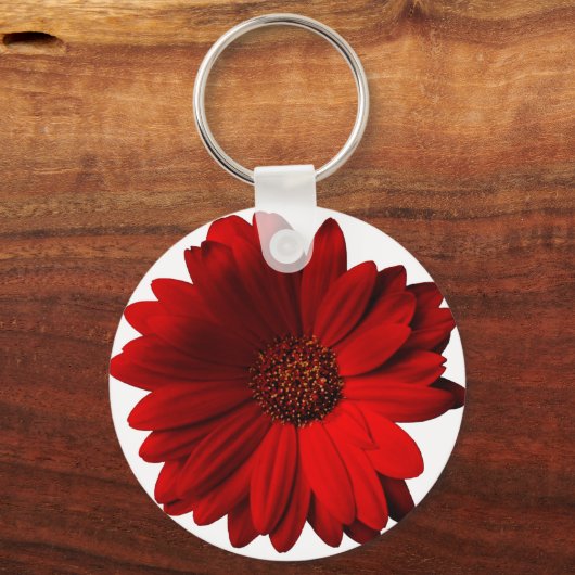 Red Gerbera Daisy Sleutelhanger (Voorkant)