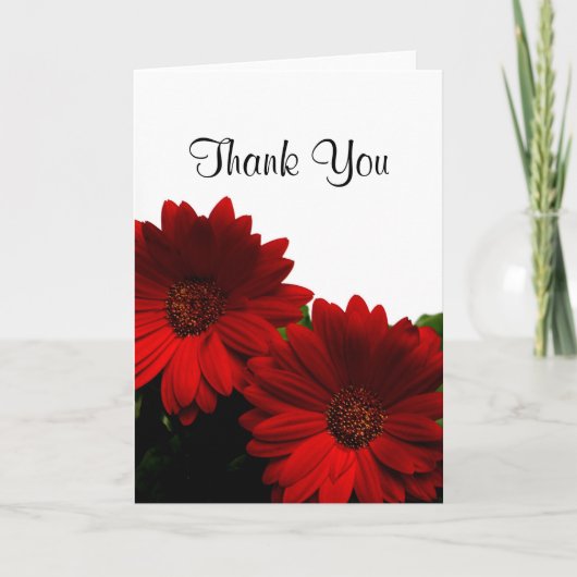 Red Gerbera Daisy Thank You Card Bedankkaart (Voorkant)