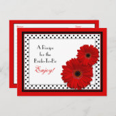 Red Gerbera Daisy Vrijgezellenfeest Recept Kaart (Voorkant / Achterkant)