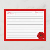 Red Gerbera Daisy Vrijgezellenfeest Recept Kaart (Achterkant)