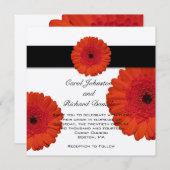 Red Gerbera Daisy Wedding Invitation Kaart (Voorkant / Achterkant)