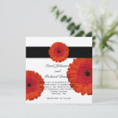 Red Gerbera Daisy Wedding Invitation Kaart (Staand voorkant)
