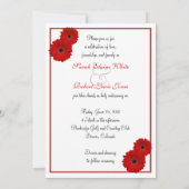 Red Gerbera Daisy Wedding Invitation Kaart (Achterkant)
