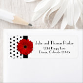Red Gerbera Daisy Wedding Return Address Labels (Insitu)