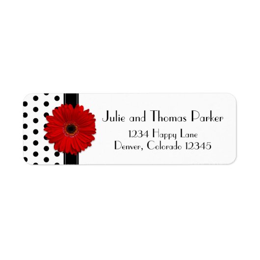 Red Gerbera Daisy Wedding Return Address Labels (Voorkant)